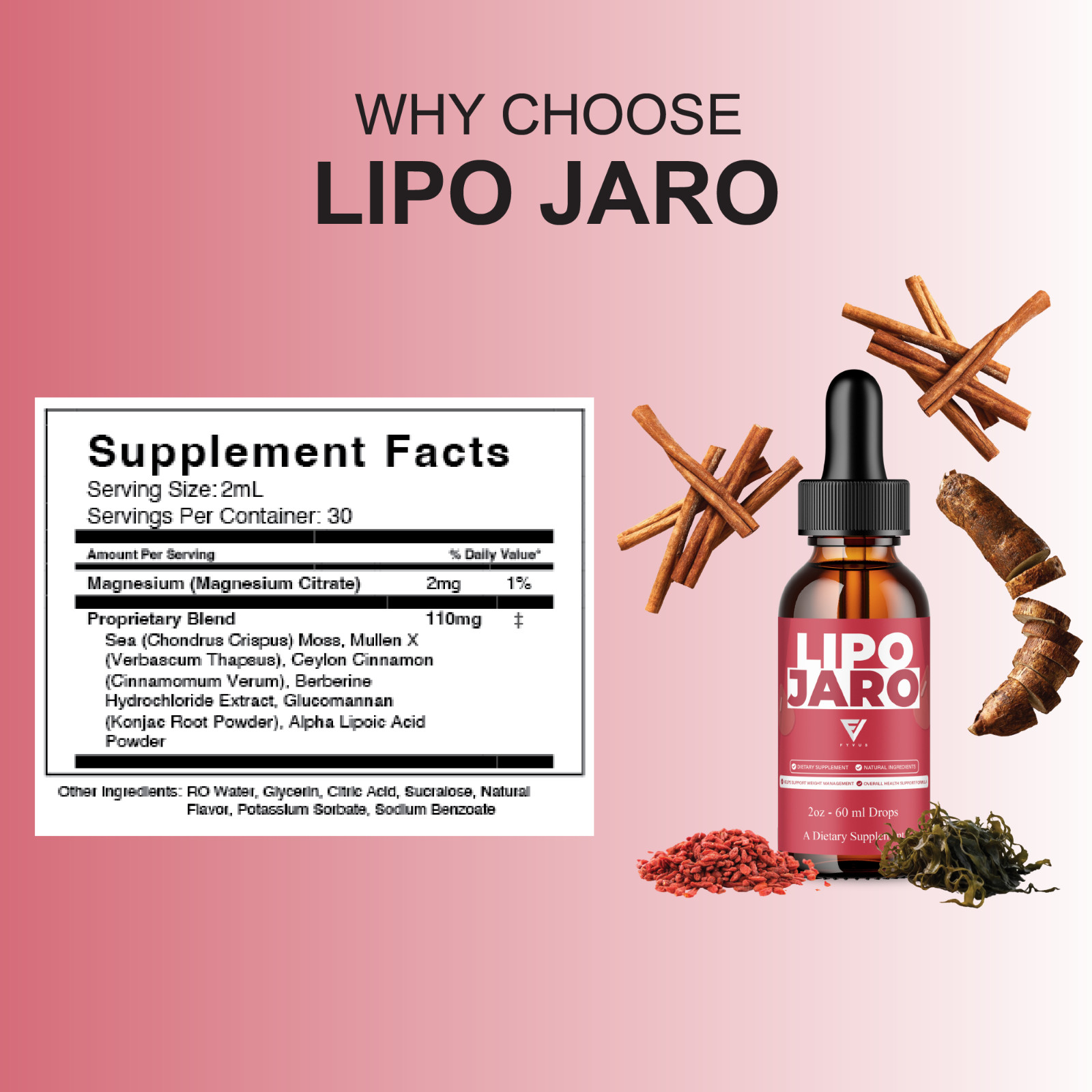 (5 Pack) Lipo Jaro Drops, Lipo Jaro Premium Weight Management Supplement (10oz)