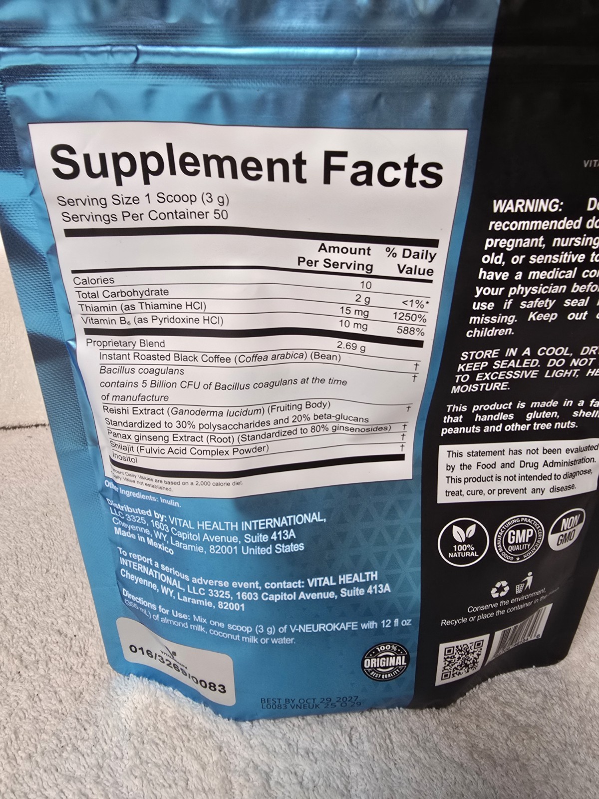 Vital Health V-Neurokafe Energy Support Coffee Powder 5.30 oz
