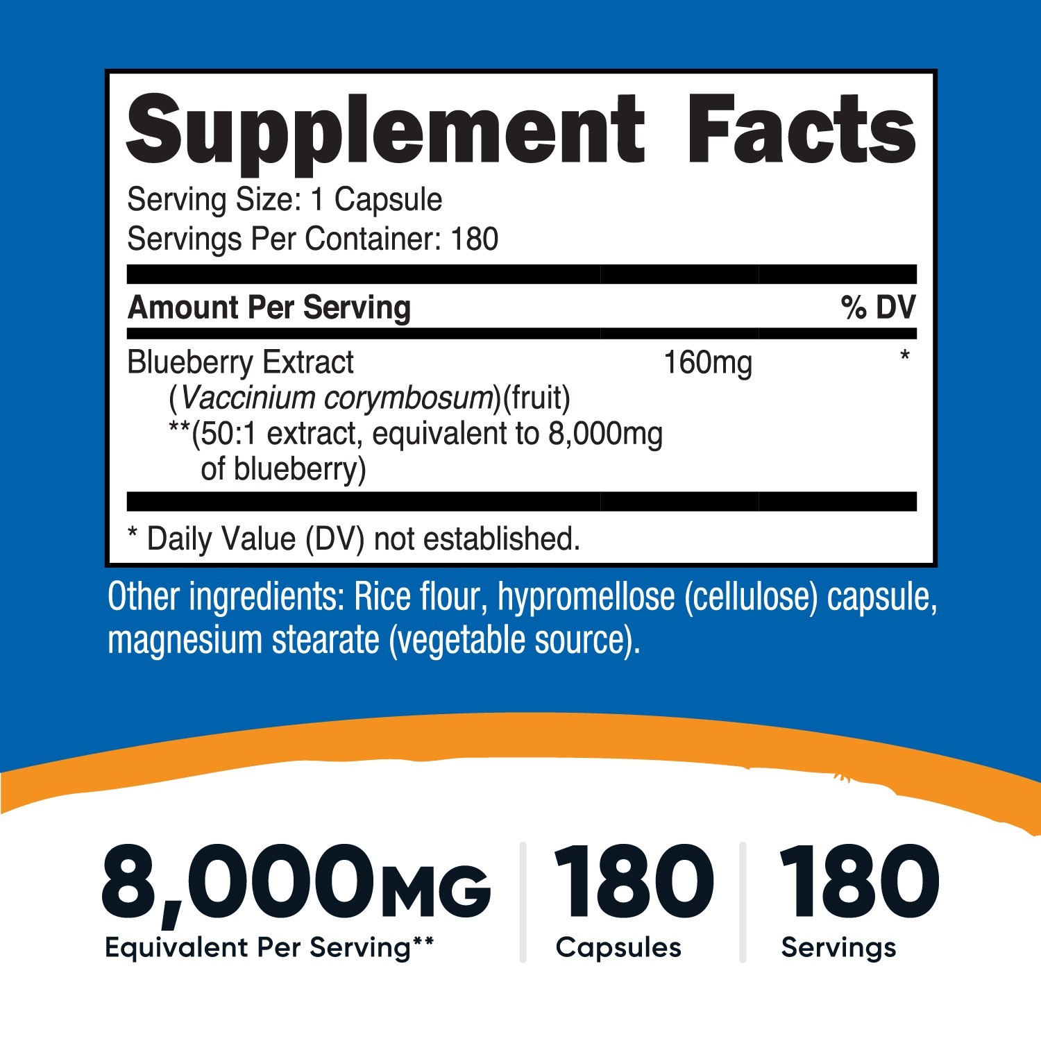 Nutricost Blueberry Extract 8000mg Strength, from 160mg 50:1 Extract