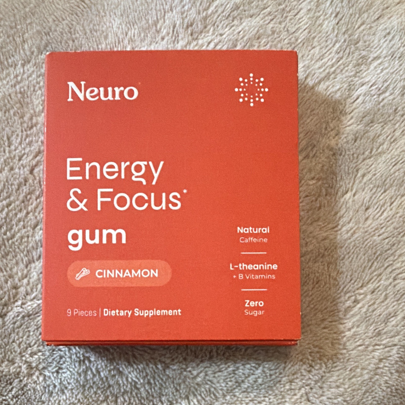 Neuro Energy & Focus Gum Cinnamon 9pc Zero Sugar Vegan