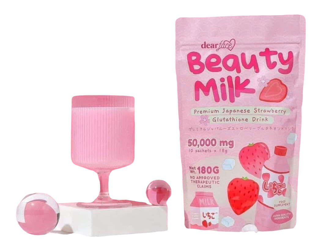 2 Packs Dear Face Beauty Milk Japanese Collagen STRAWBERRY & MELON Drink
