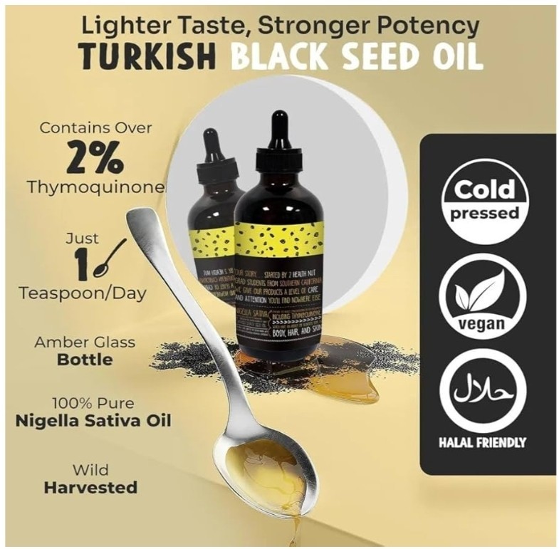 MerryTeS Advanced Cold Pressed Black Seed Oil Vegan Halal TQ, 8 fl oz
