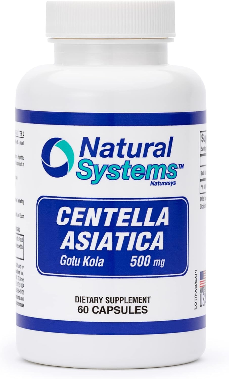 Centella Asiatica 500 mg 60 Capsules by Natural Systems – Gotu Kola Herb Moistur
