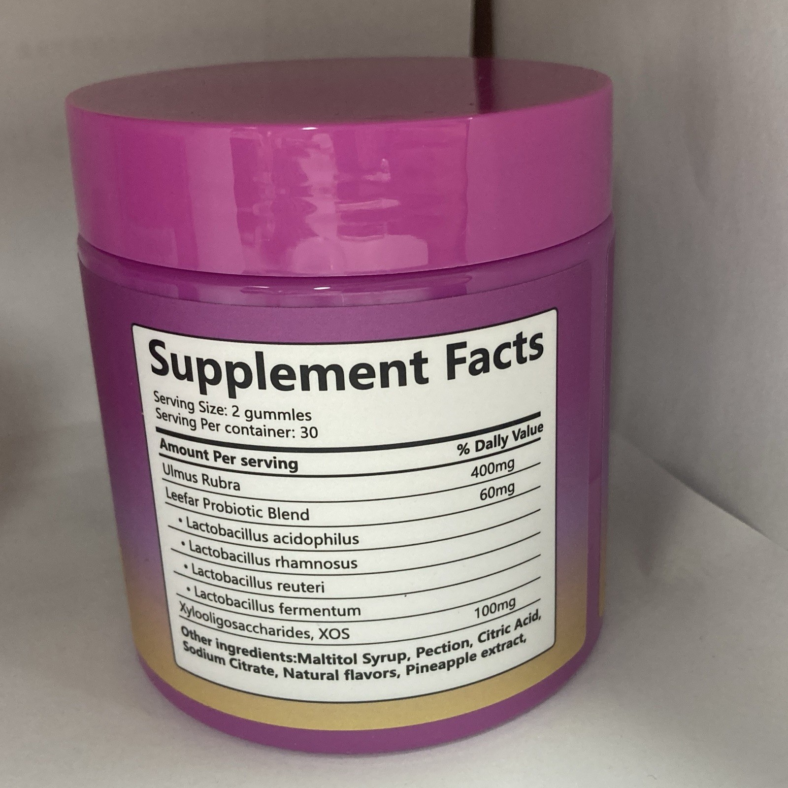 Boqiao Women’s Probiotic + Slippery Elm Pineapple Gummy Supplement 60 Ct