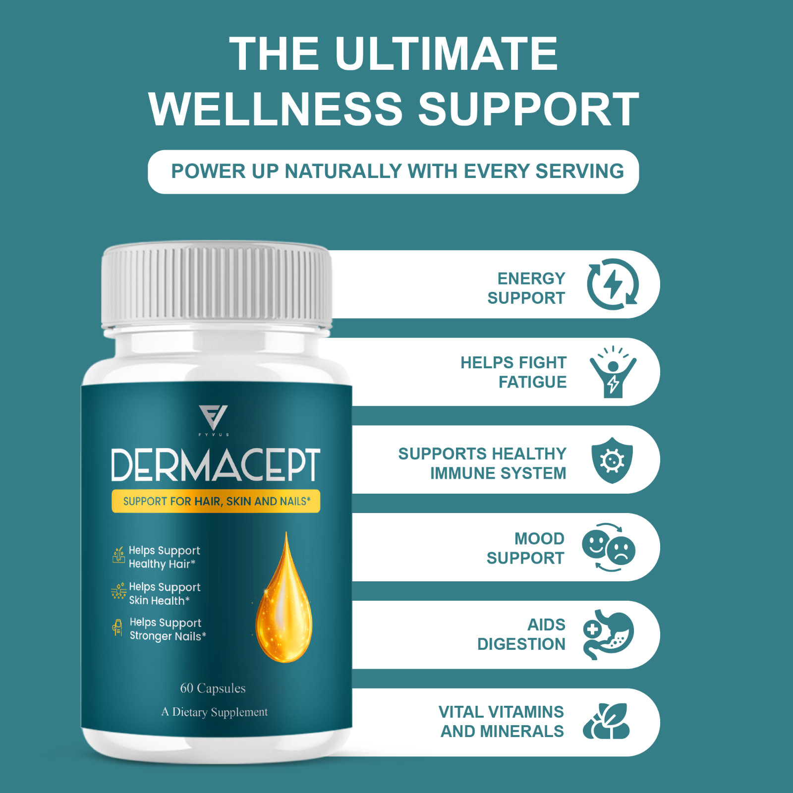 (3 Pack) DermaCept Advanced Capsules, DermaCept Supplement (180 Capsules)