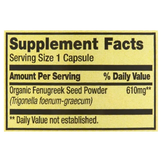 Spring Valley Fenugreek Dietary Supplement Capsules for Adults, 610mg, 100 Count