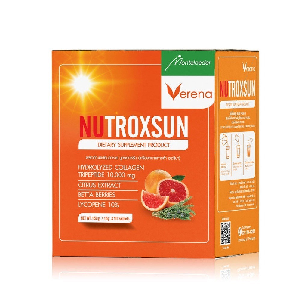 6x Verena Nutroxsun Collagen Tripeptide 10,000mg Powder Drink Sun Protect Skin