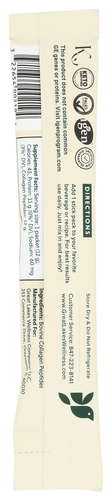 Great Lakes Wellness Unflavored Collagen Peptides 20 0.42 Oz 12G Ct 1 Pack