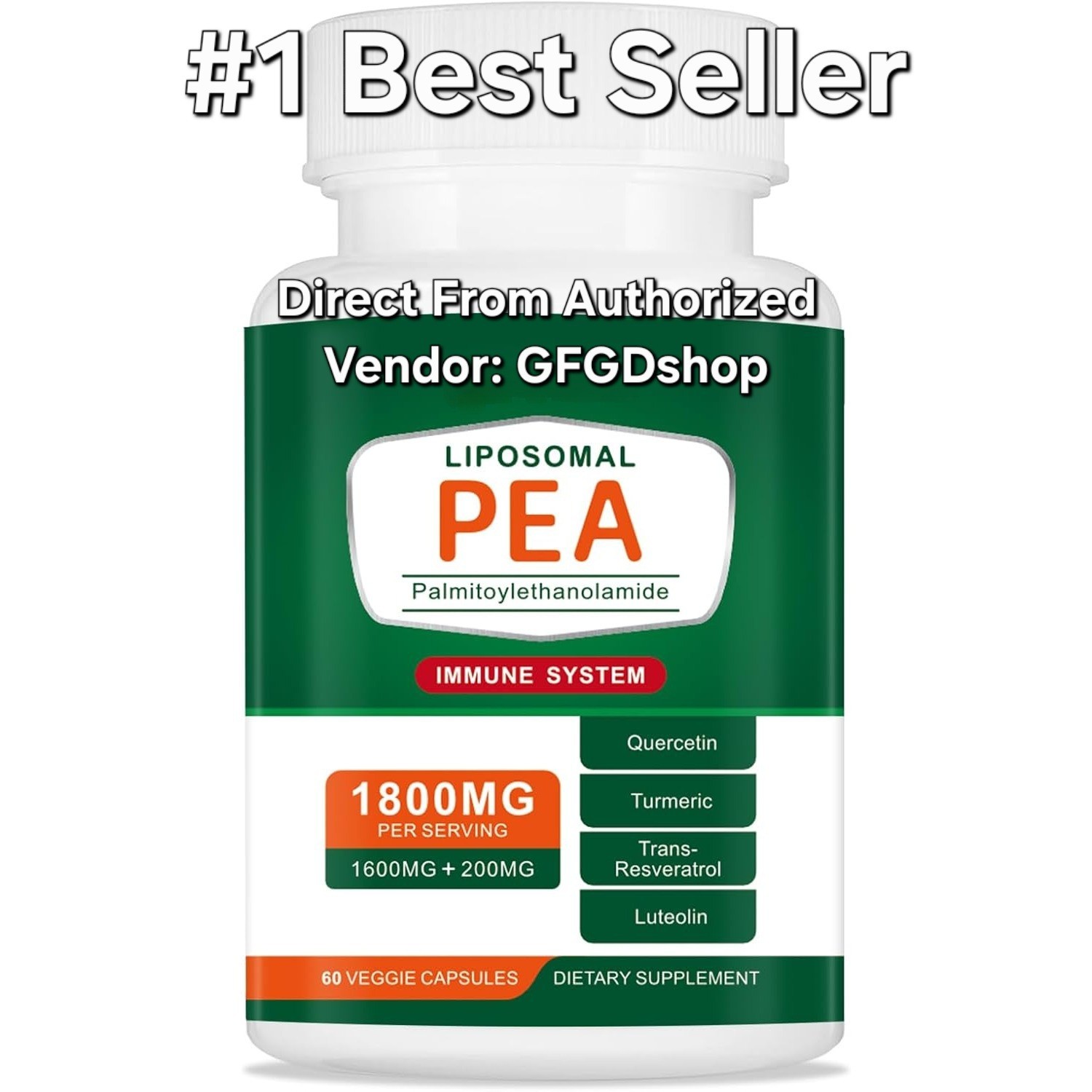 Palmitoylethanolamide PEA Supplement 1600 Mg Micronized Pea 99% Highly Purified