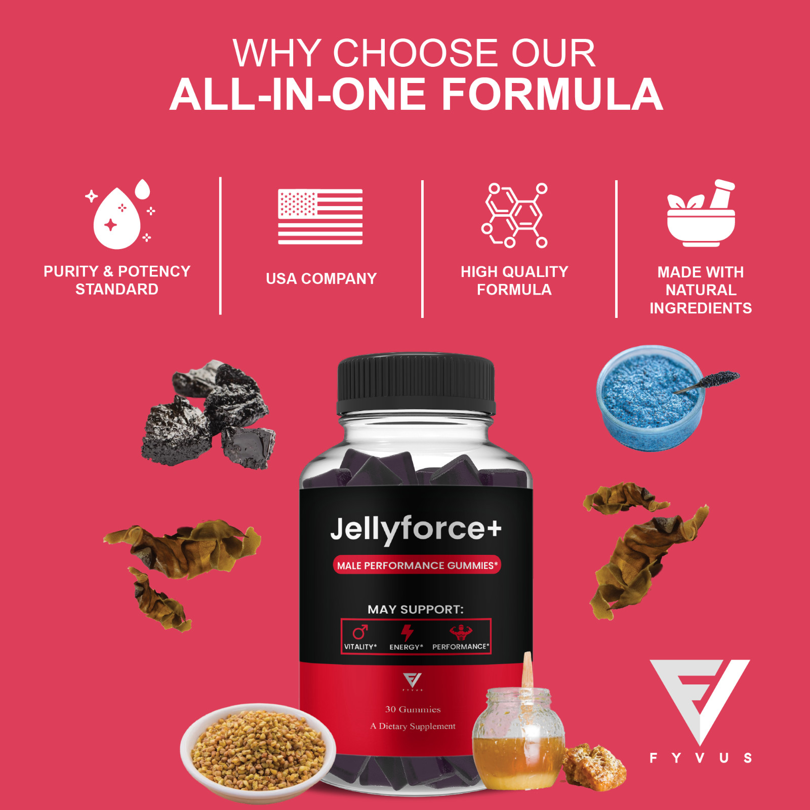 (5 Pack) Jelly Force Male Performance Gummies, JellyForce Male For (150 Gummies)