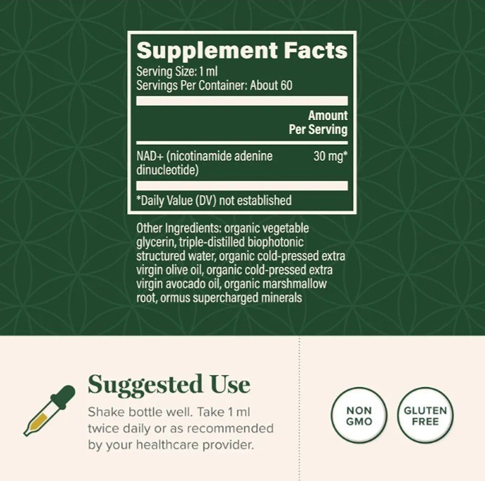 Global Healing Premium Microsomal NAD+ Liquid Supplement Sublingual Drops 2 oz