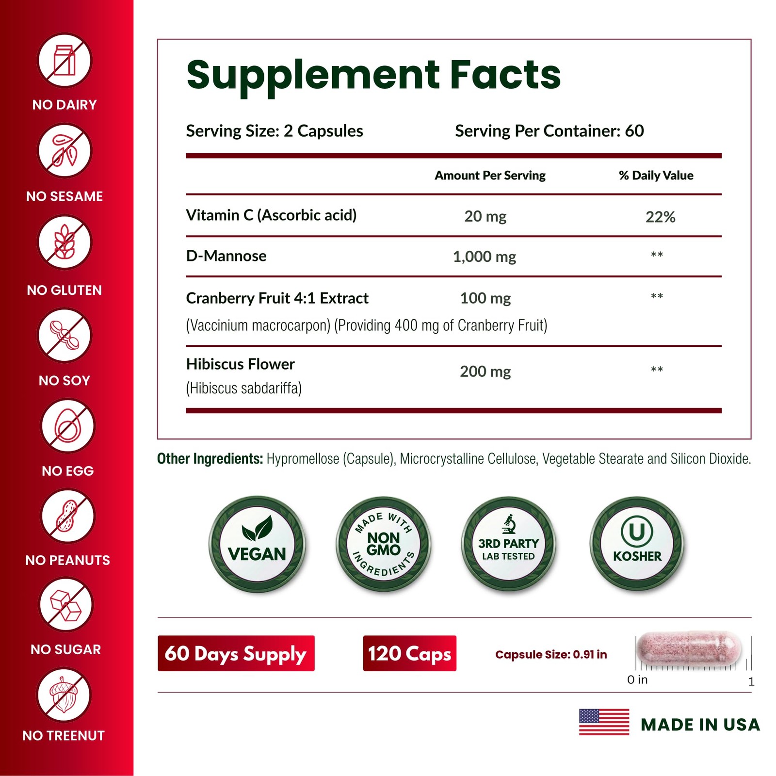 ForestLeaf D Mannose Supplements for Women & Men – 120 Count (Pack of 1)