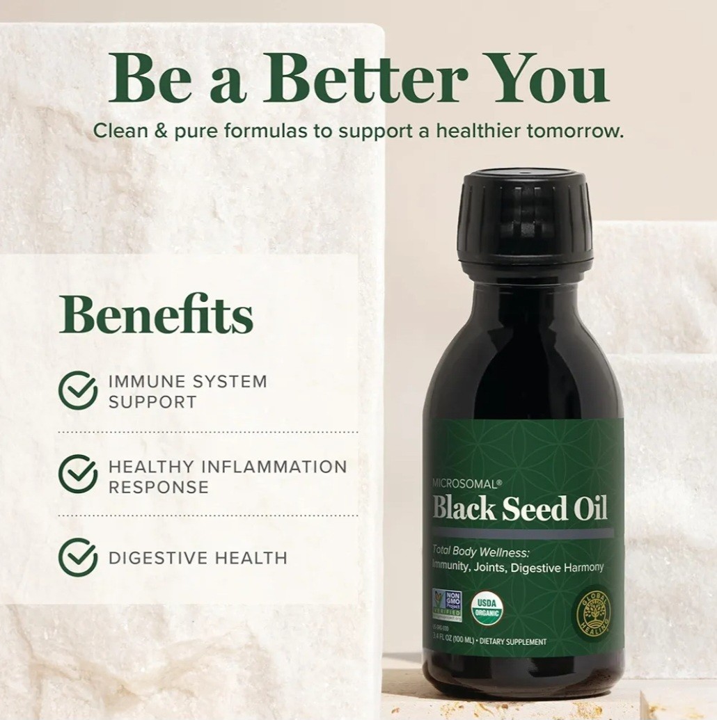 Global Healing Black Seed Oil Organic Cold Pressed Black Cumin Seed Liquid 3.4oz