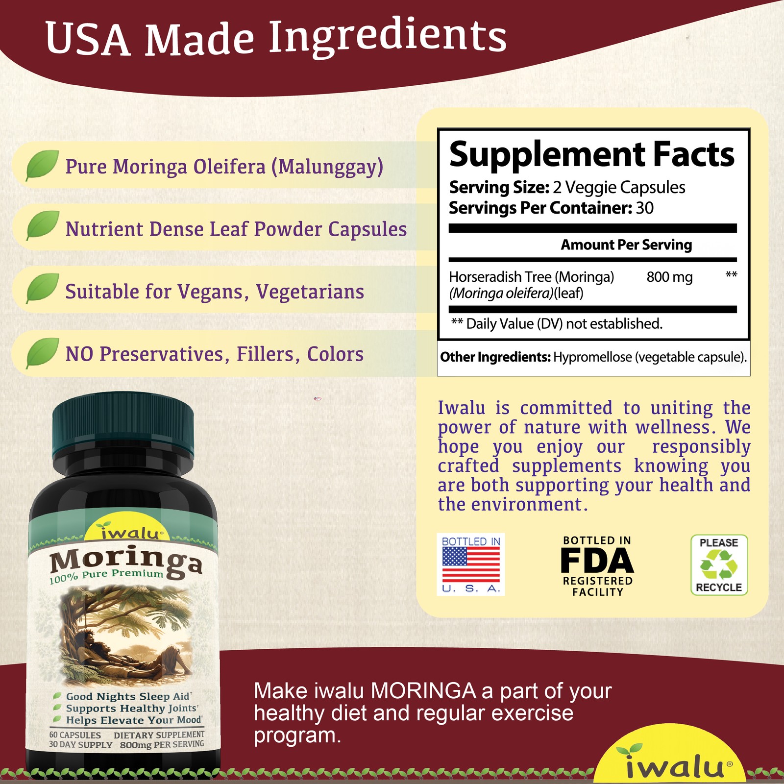 Morning Recovery – Bounce Back And Feel Great After A Night Out, Moringa Capsule