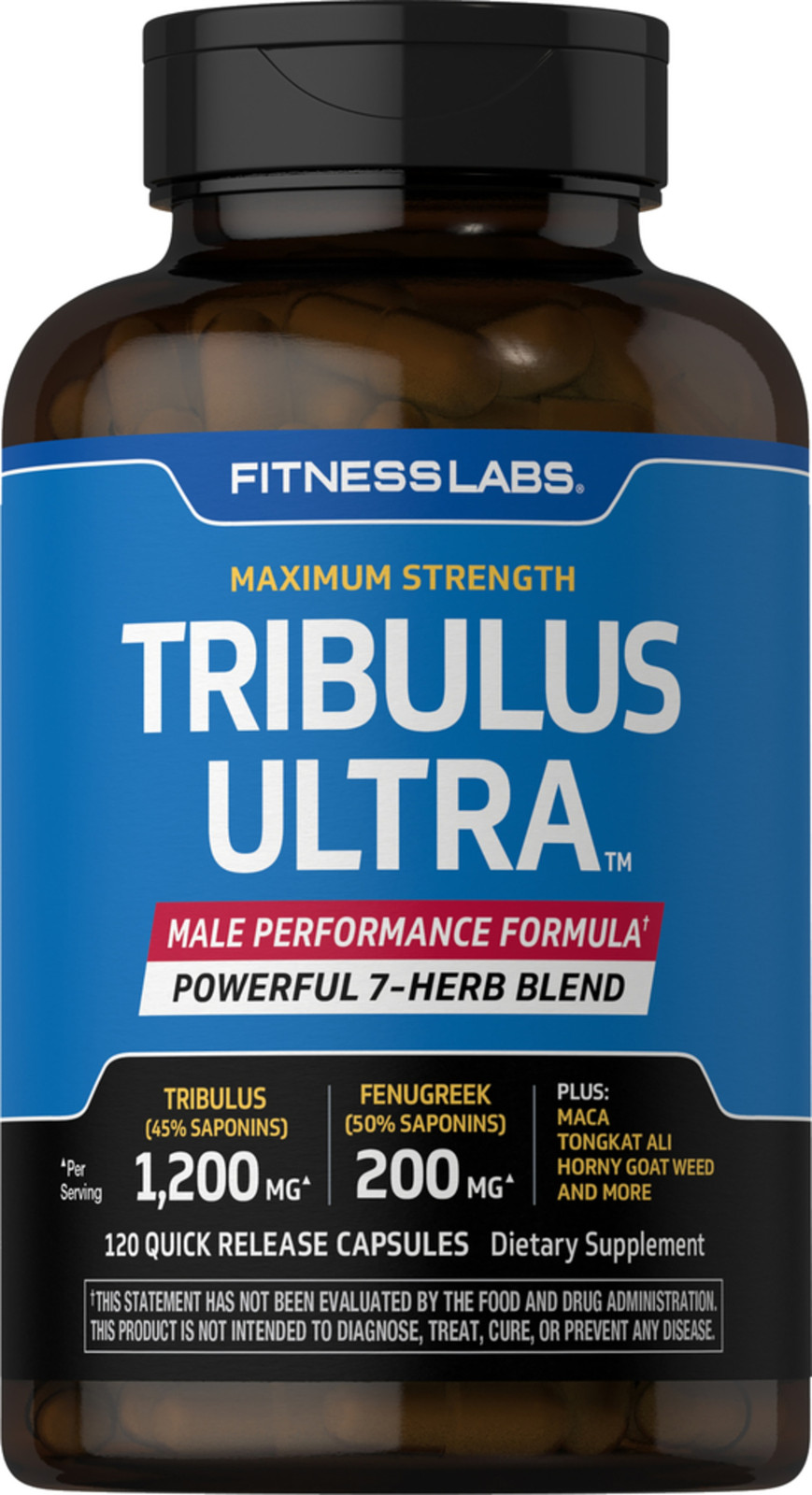 Tribulus Terrestris for Men | 120 Capsules | 7-Herb Blend | by Fitness Labs