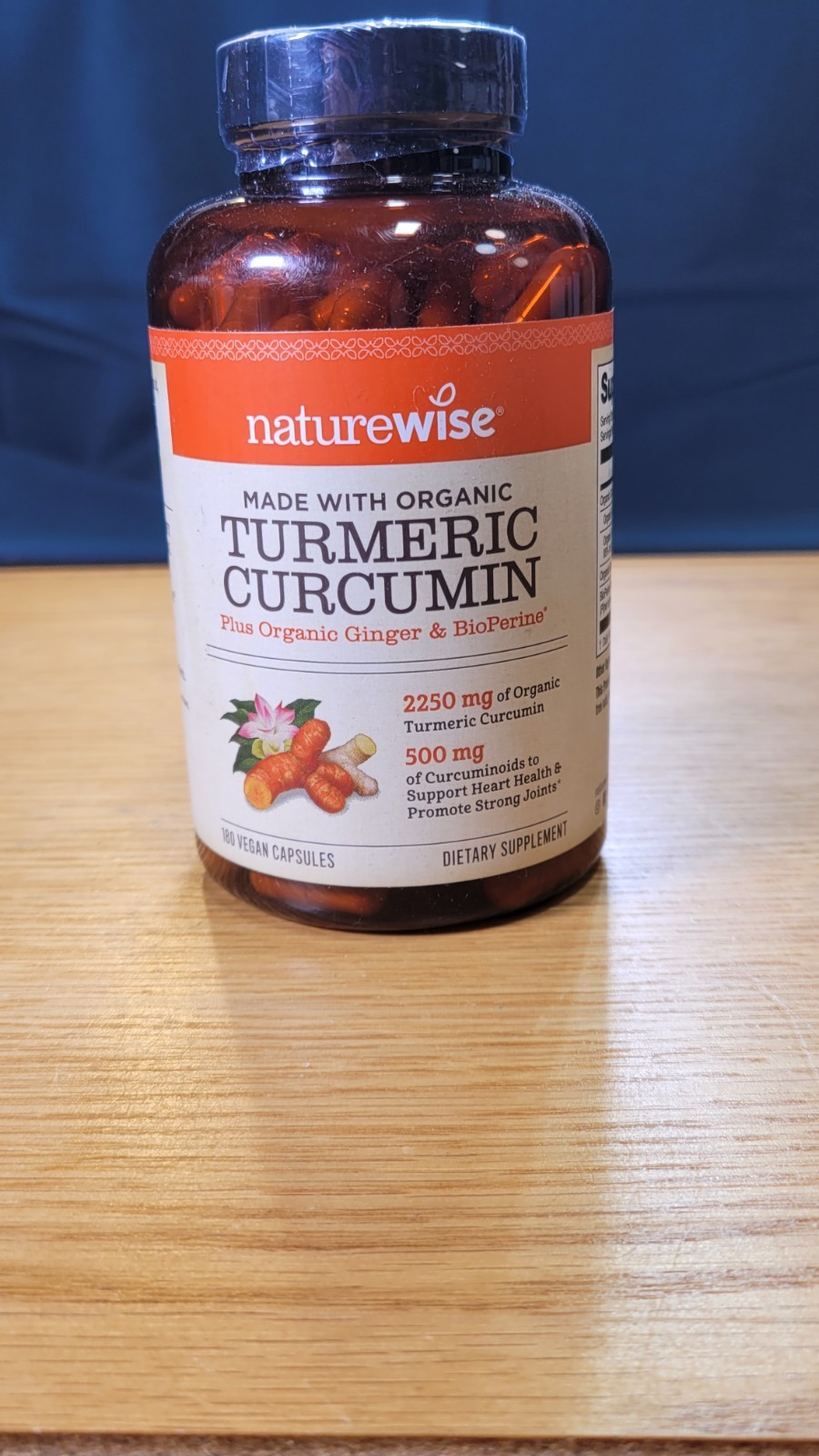 NatureWise, Organic Turmeric Curcumin, 180 Vegan Capsules 03/2028