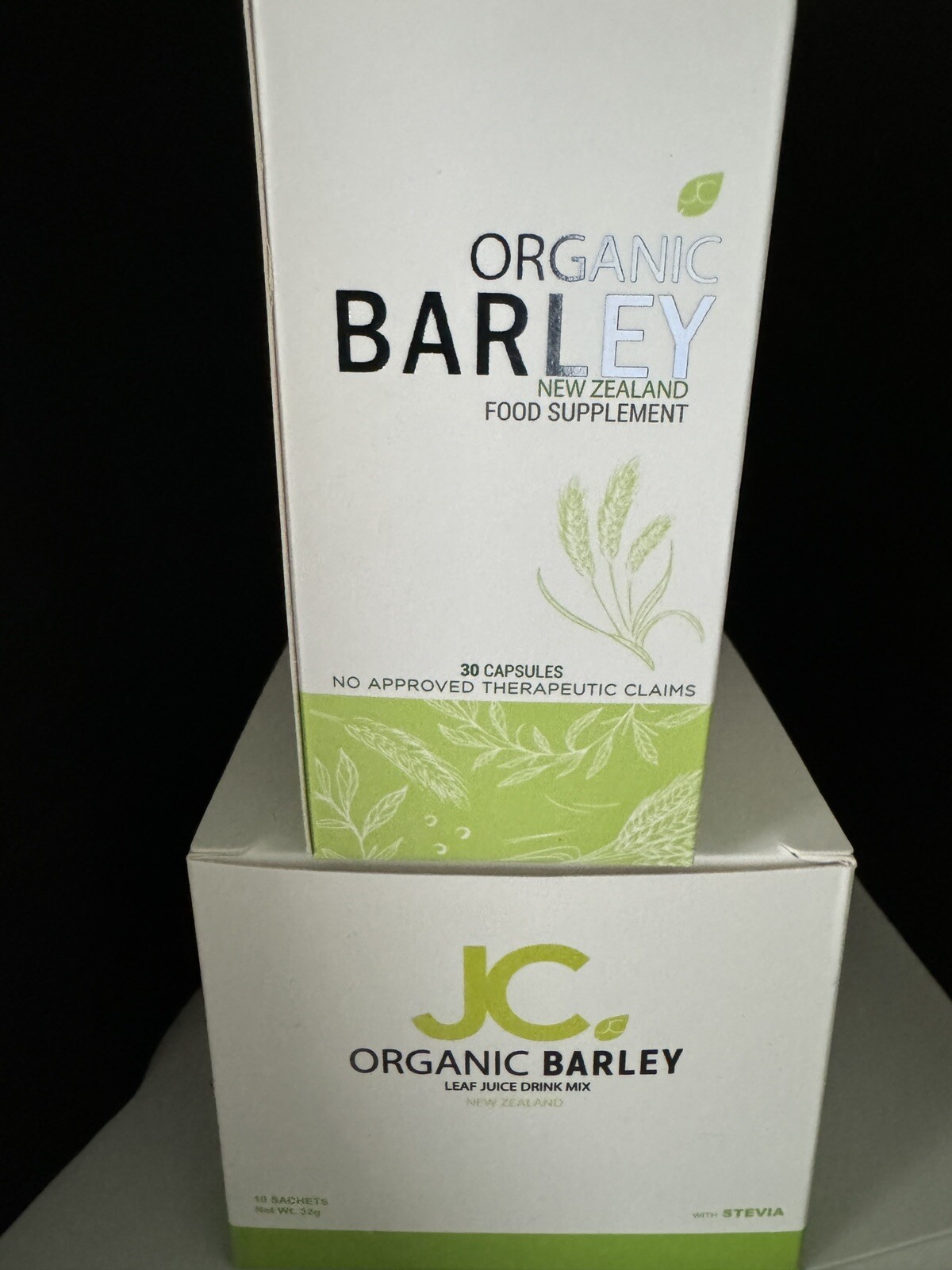 Bundled JC Organic barley Powder juice and JC Organic barley Capsules