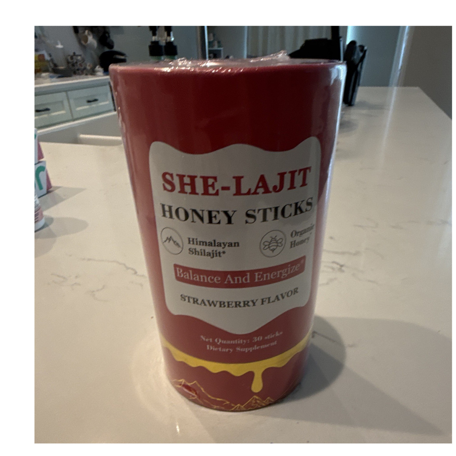 SHE-LAJIT Strawberry Honey Sticks Himalayan Shilajit 30 Ct 8g No Colors
