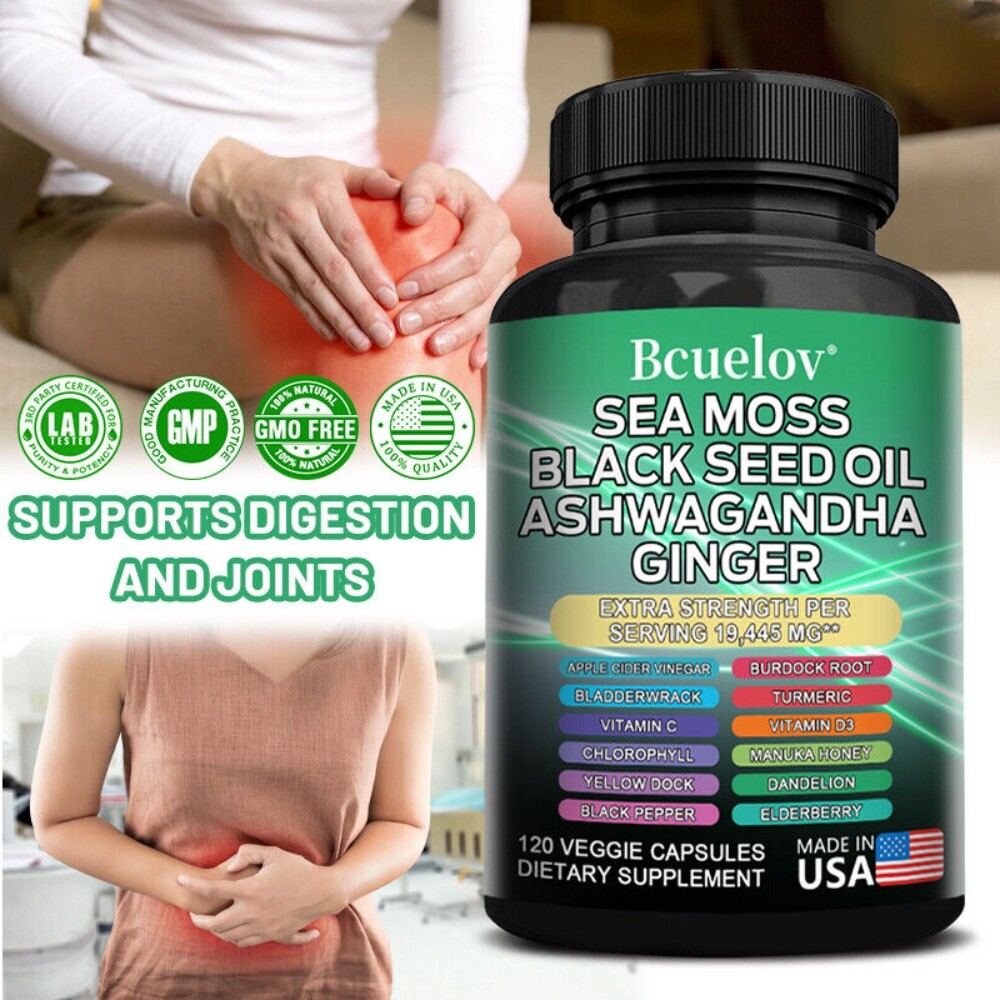 Sea Moss, Black Seed Oil, Ginger, Turmeric, Ashwagandha (16 in 1 Multivitamin)