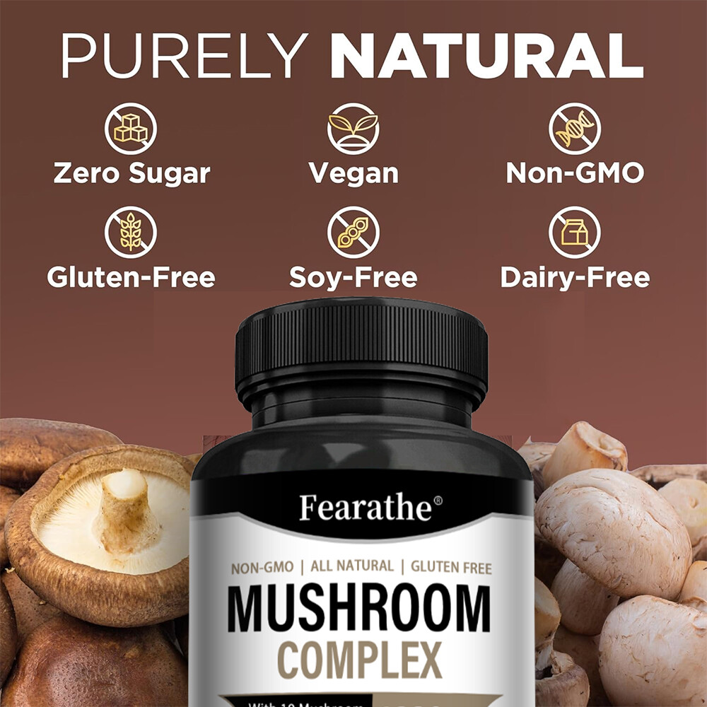 10x Mushroom Complex Supplement, Lions Mane, Reishi, Shiitake, Immune Capsule
