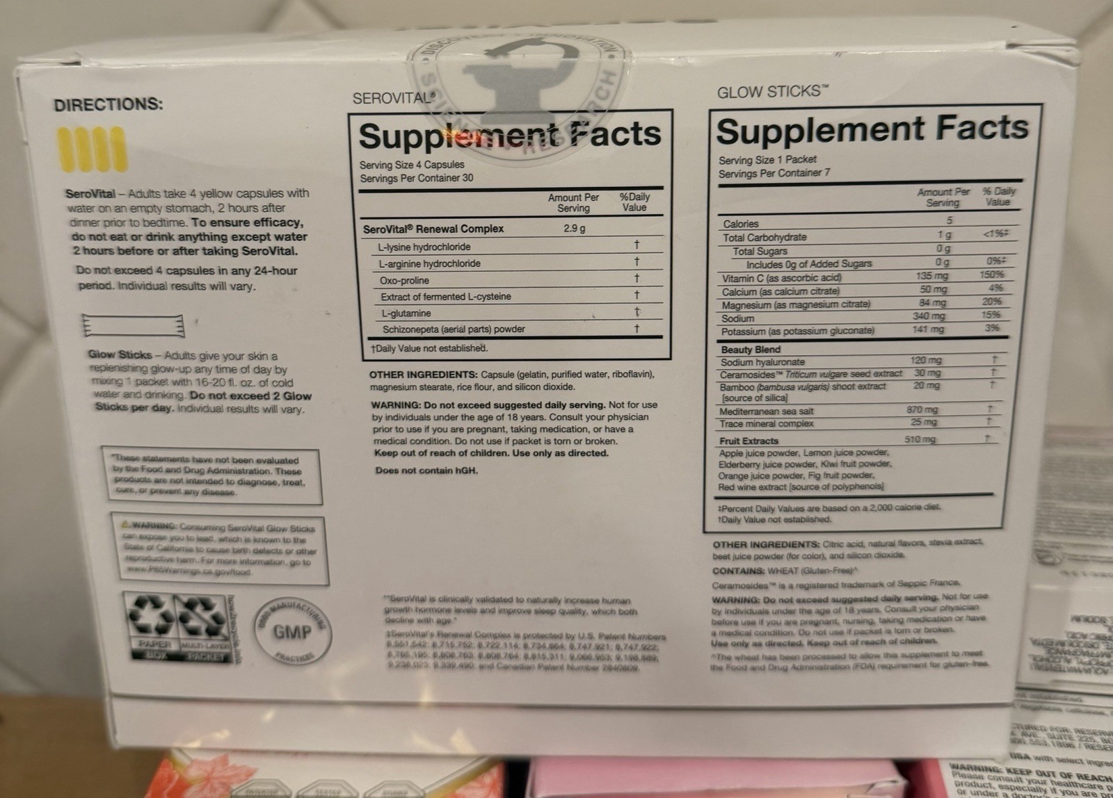 SeroVital HGH-Boosting Dietary Supplement, Anti-Aging (120 ct) + Glow Sticks