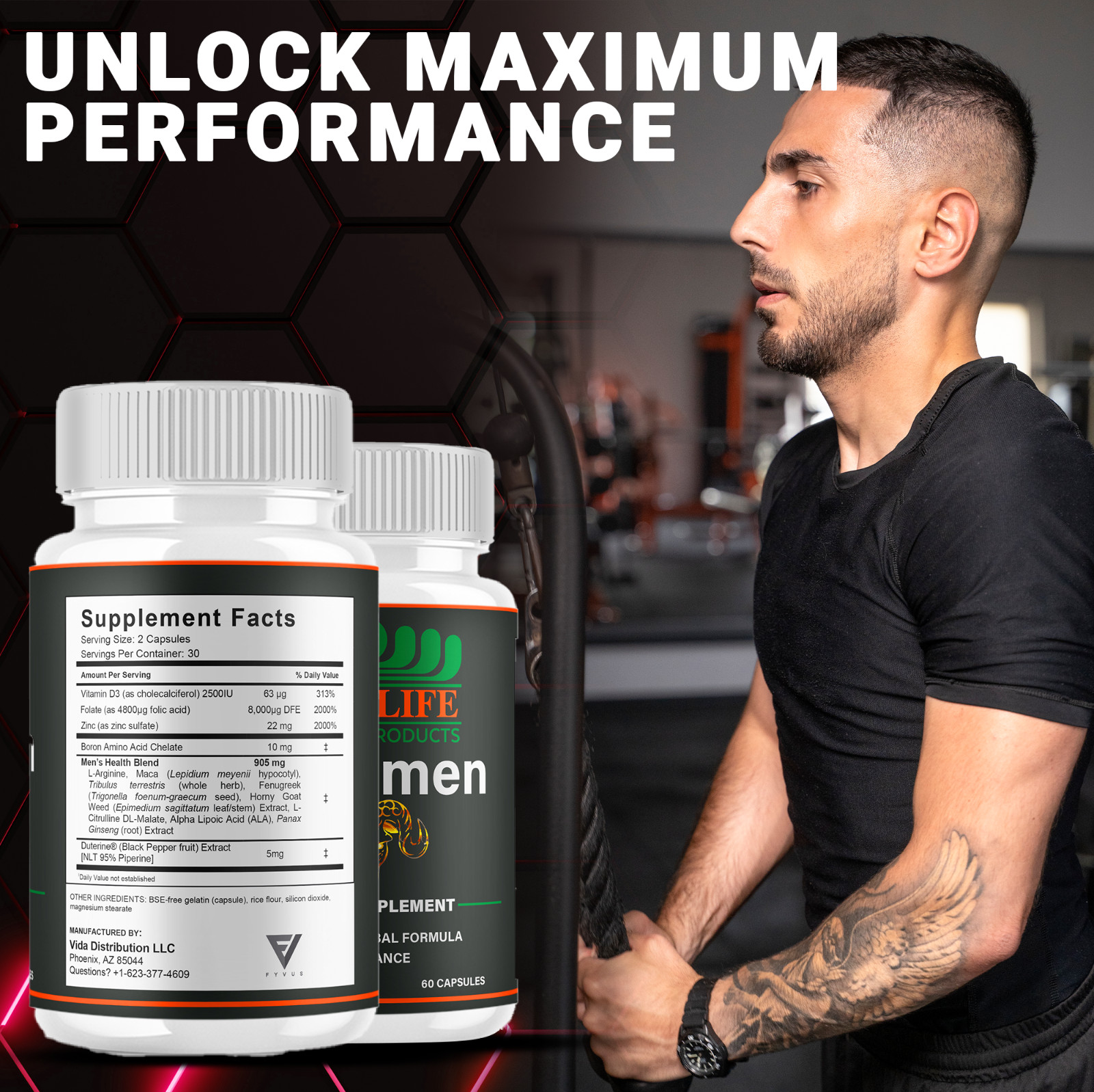 Vigramen Pills Vigra Men Maximum Performance Supplement (60 Capsules)