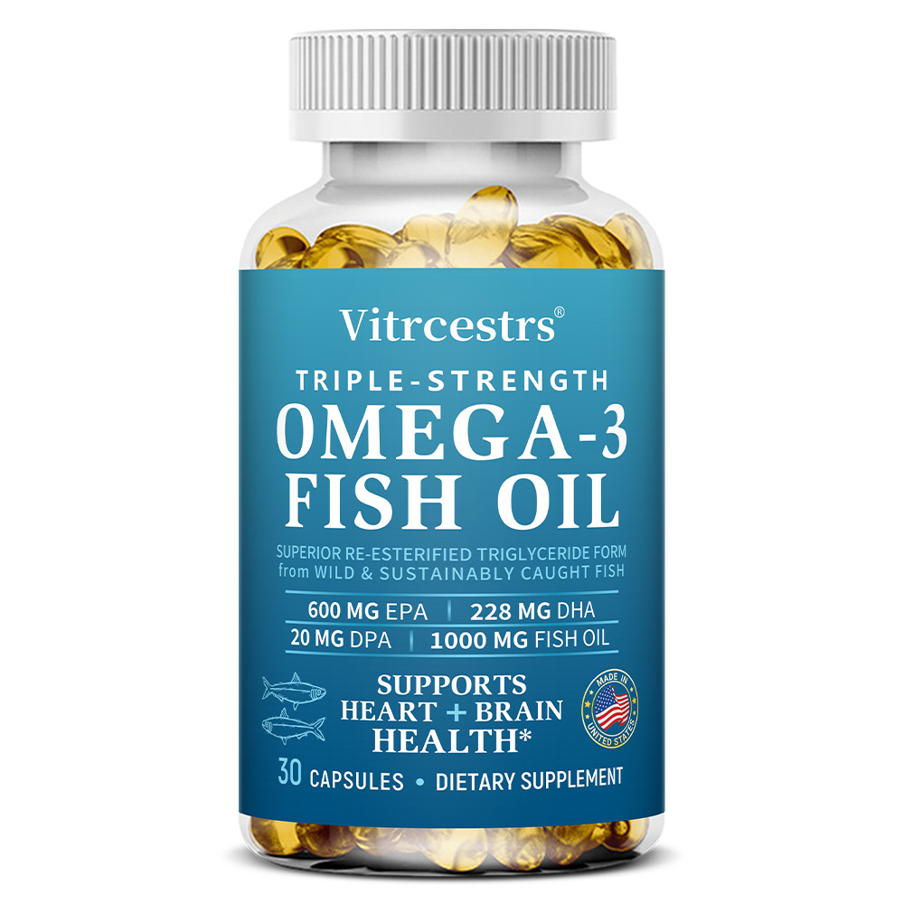 Triple Strength Omega-3 Fish Oil rTG – 900mg EPA/DHA/DPA for Heart&Brain Health