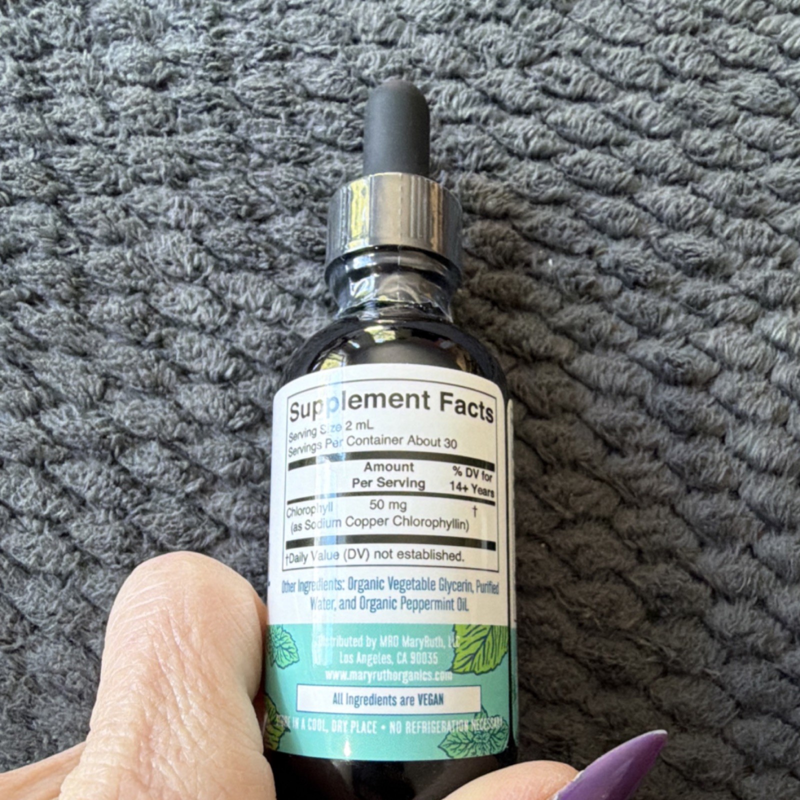 Mary Ruth’s Chlorophyll Liquid Drops Peppermint Vegan 2 fl oz