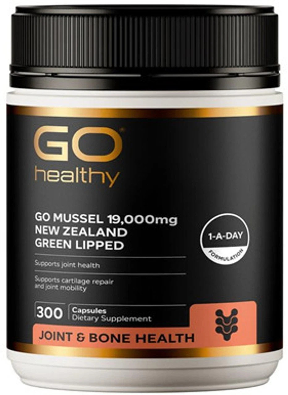 Go Healthy GO Mussel NZ Green Lipped Mussel 19,000 HIGH STRENGTH 300 Capsules
