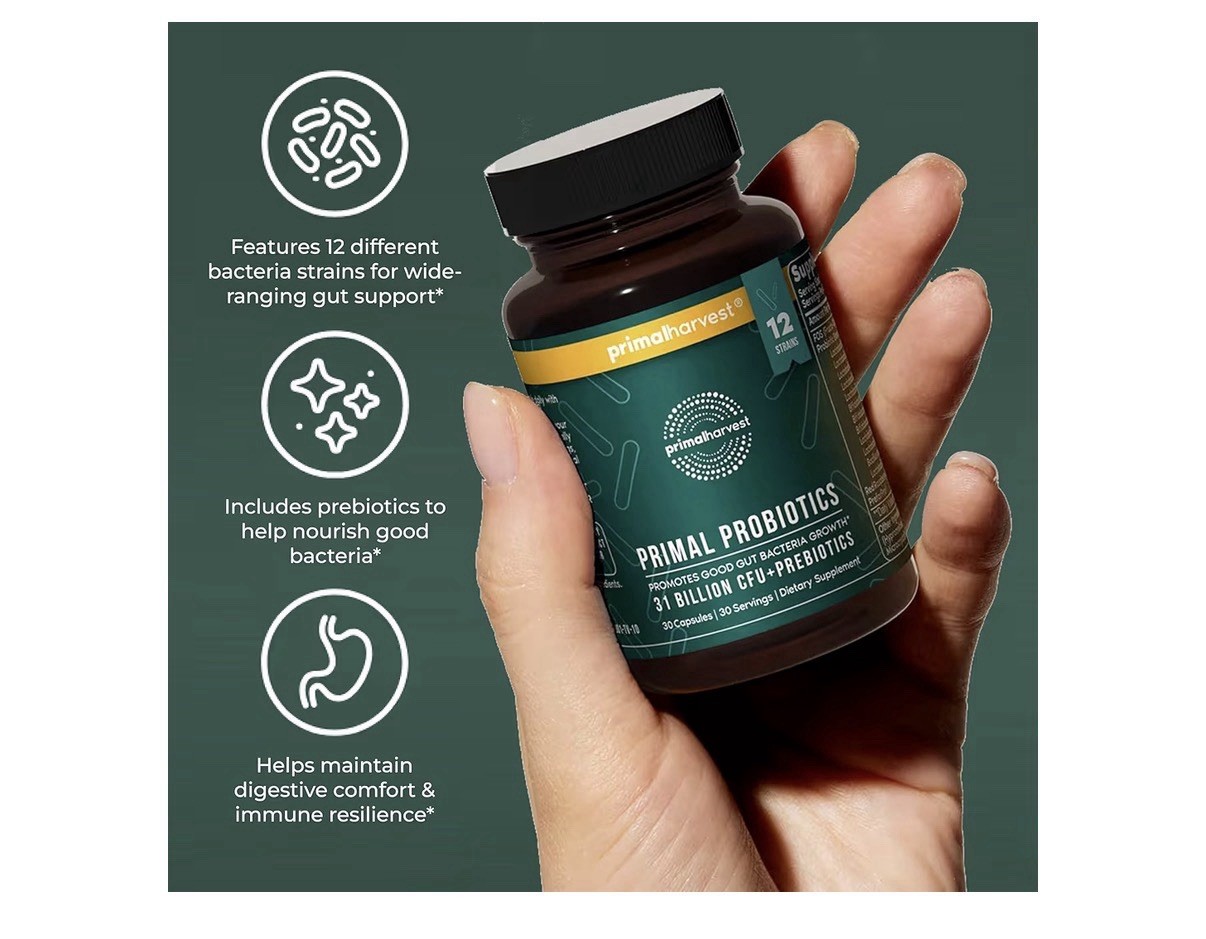 Primal Harvest Primal Probiotics Prebiotics Women Men Daily Supplement 30capsule