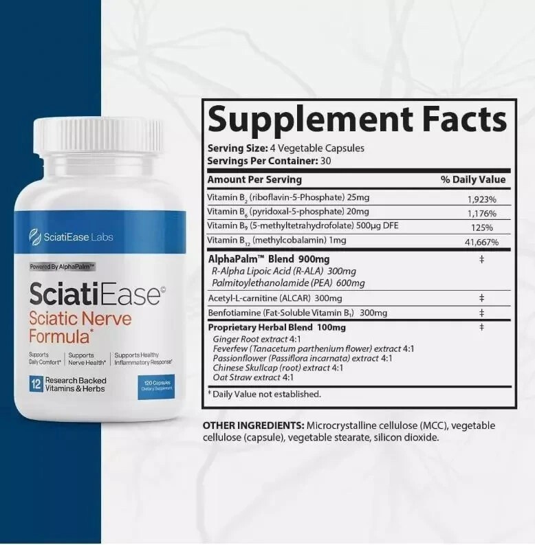 3 PACK SciatiEase Labs Sciati Ease Sciatic Nerve Formula 120 Capsules FAST SHIP*