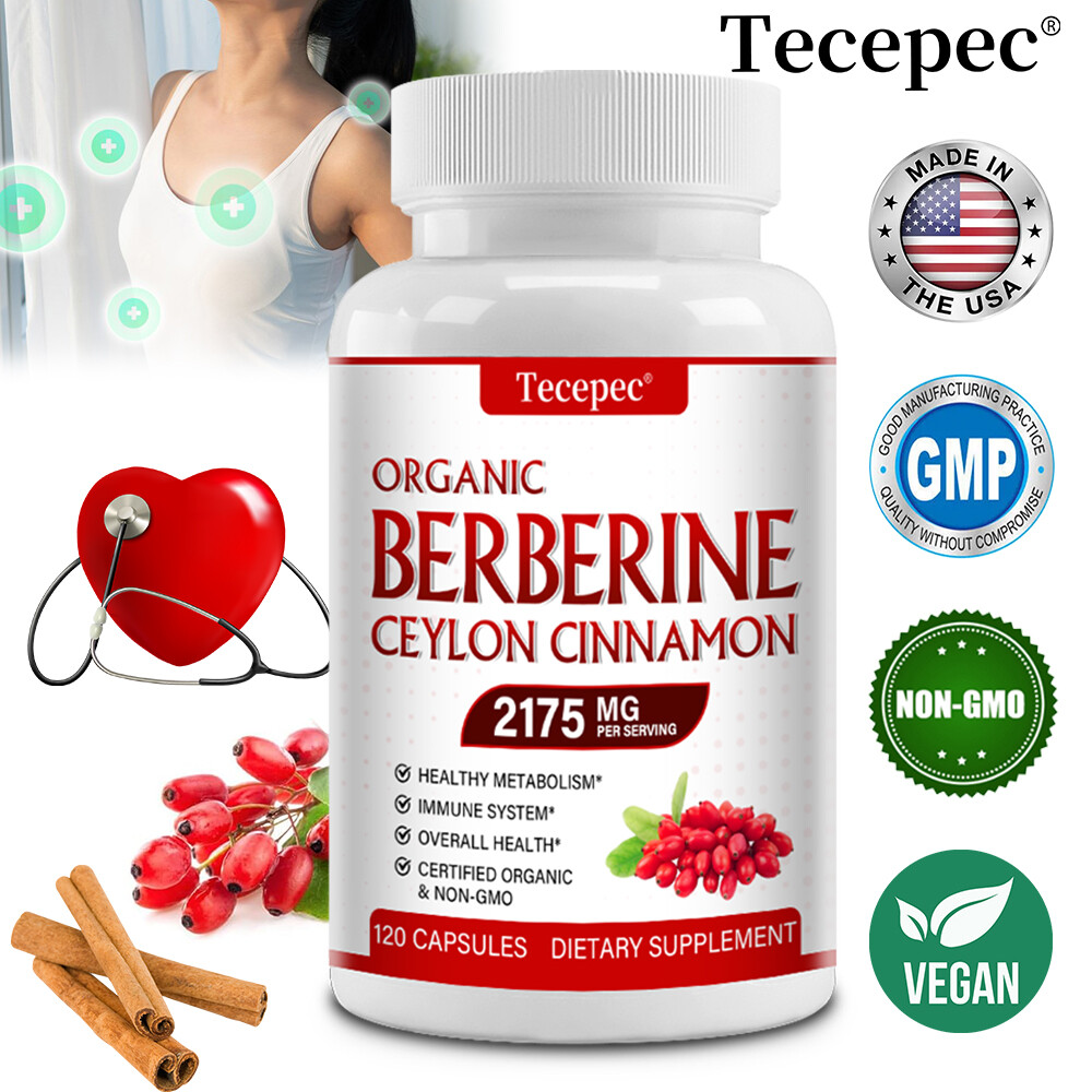 Premium Berberine 2175mg Plus Organic Ceylon Cinnamon – Heart Health & Immune