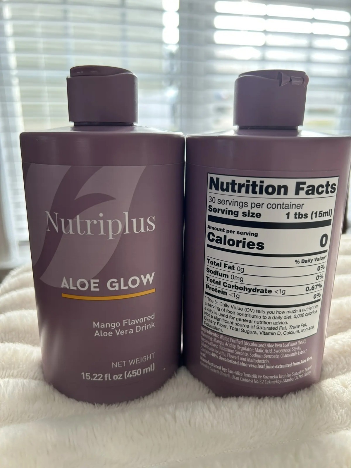 Nutriplus Aloe Glow Mango Aloe Vera Drink, Alcohol-Free 15.22 fl oz (450 ml)