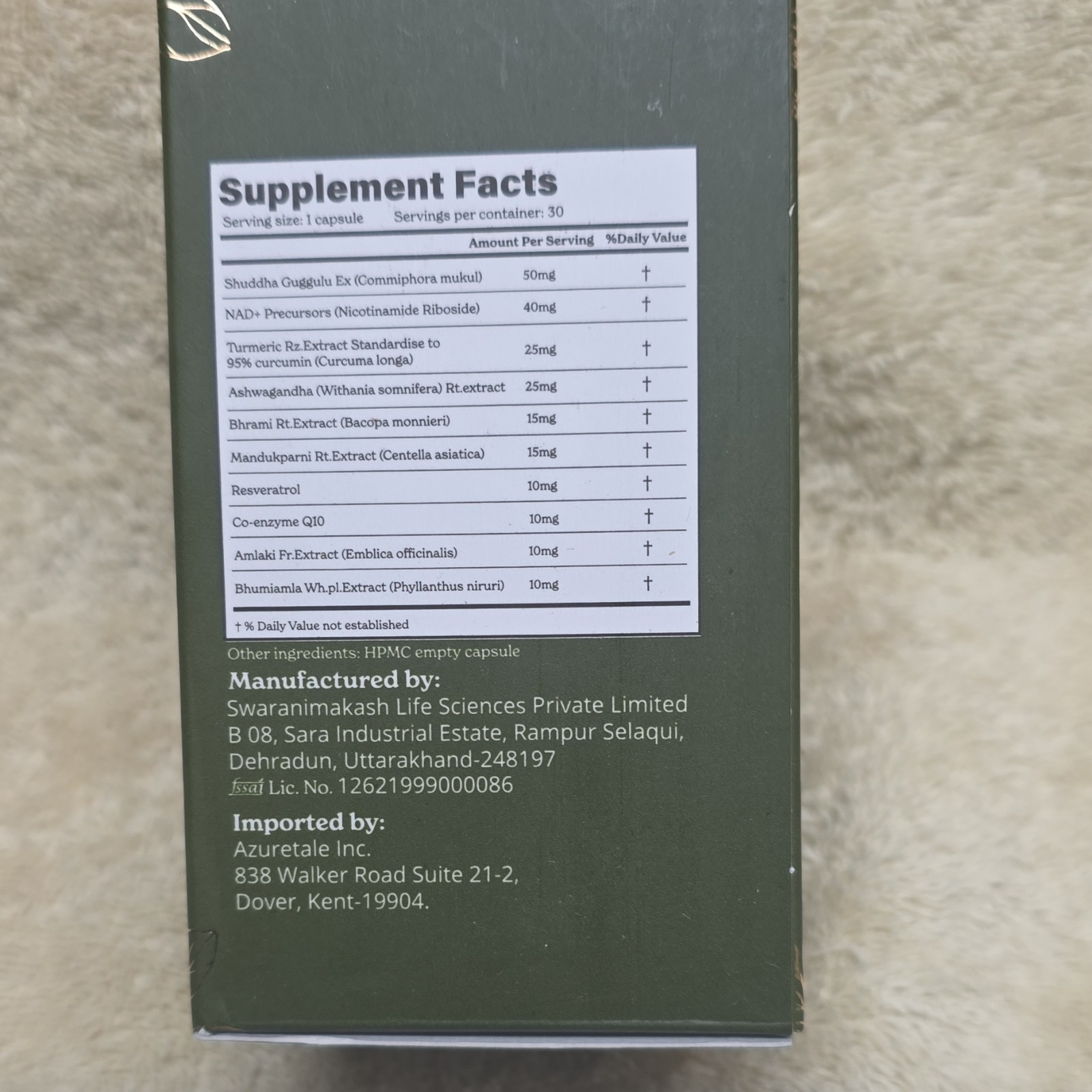 BetterAlt NAD+ Ashwagandha Resveratrol Brahmi CoQ10 Antioxidant Capsules 30ct