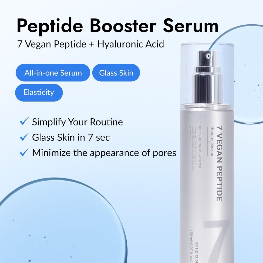 MIZON 7 Vegan Peptide Booster Serum, 5.07 fl Fl Oz (Pack of 1), Metallic
