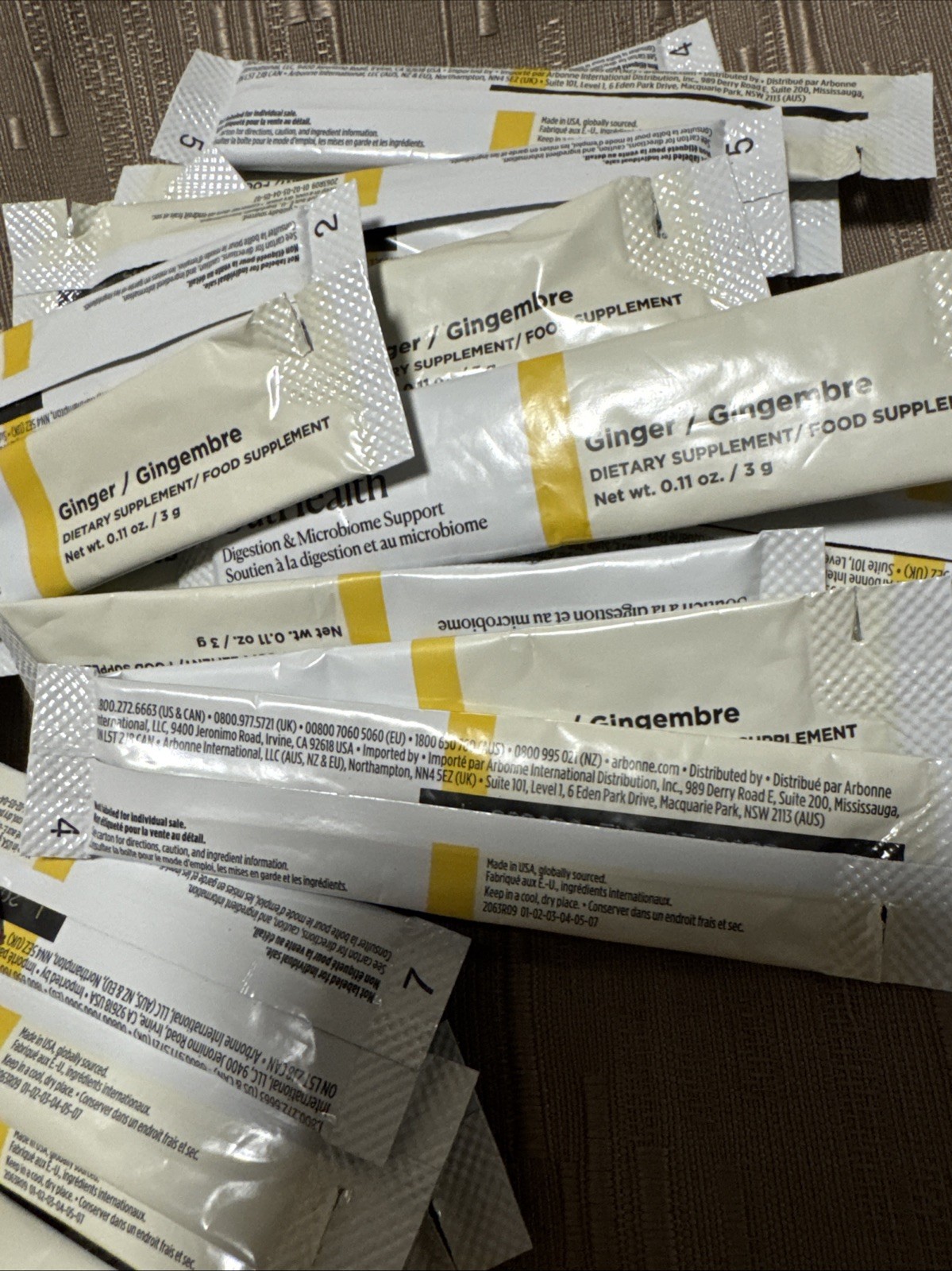 Arbonne Gut Health Digestion Microbiome Support Sticks Ginger 34 CT ****READ****