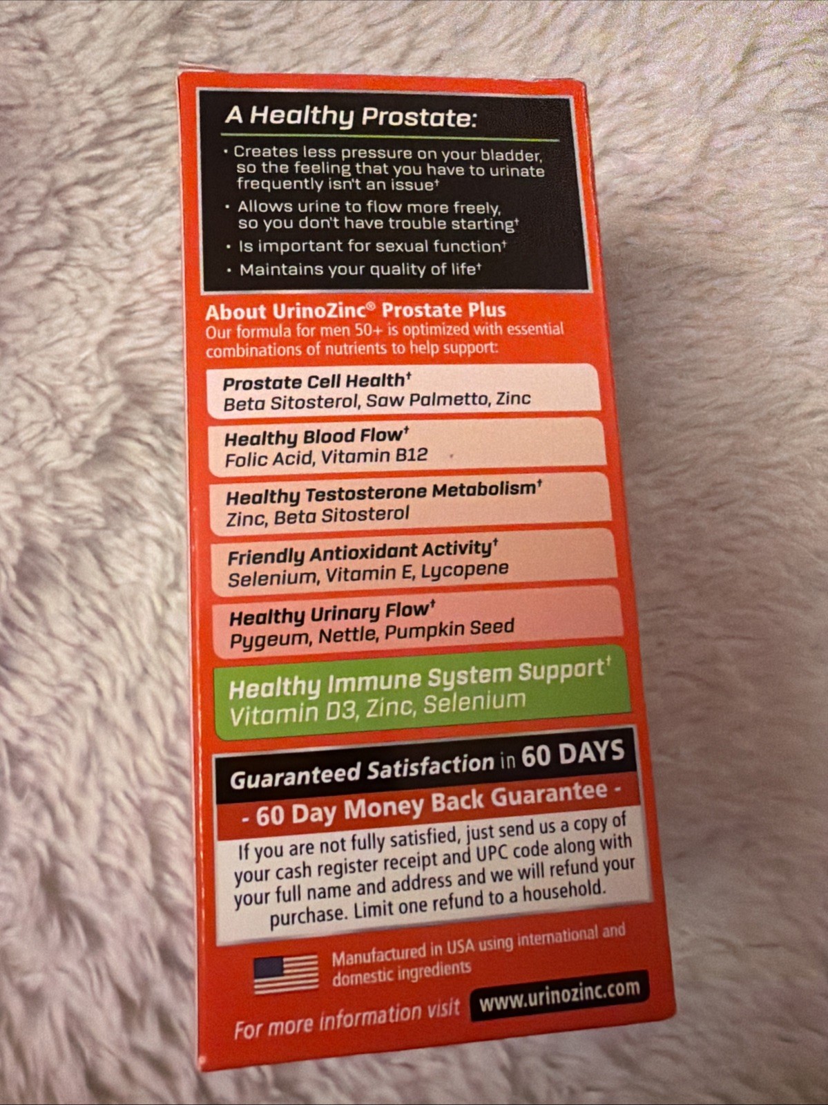 Urinozinc Prostate Health Complex Beta Plus Urinary Support 60 ct Exp 10/2027