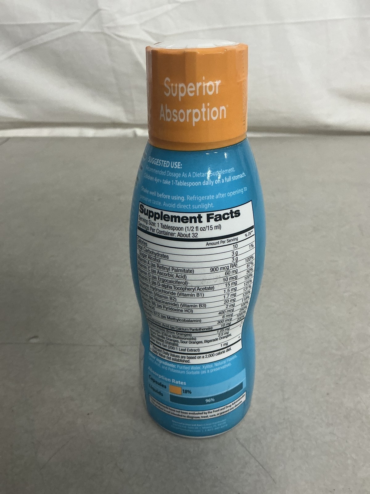 Sugar Free Liquid Multivitamin for Kids, 16oz Orange Flavor