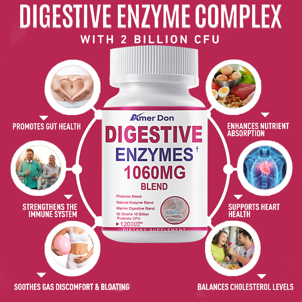 Digestive Enzymes Prebiotic&Probiotics Gas,Constipation&Bloating Relief 120