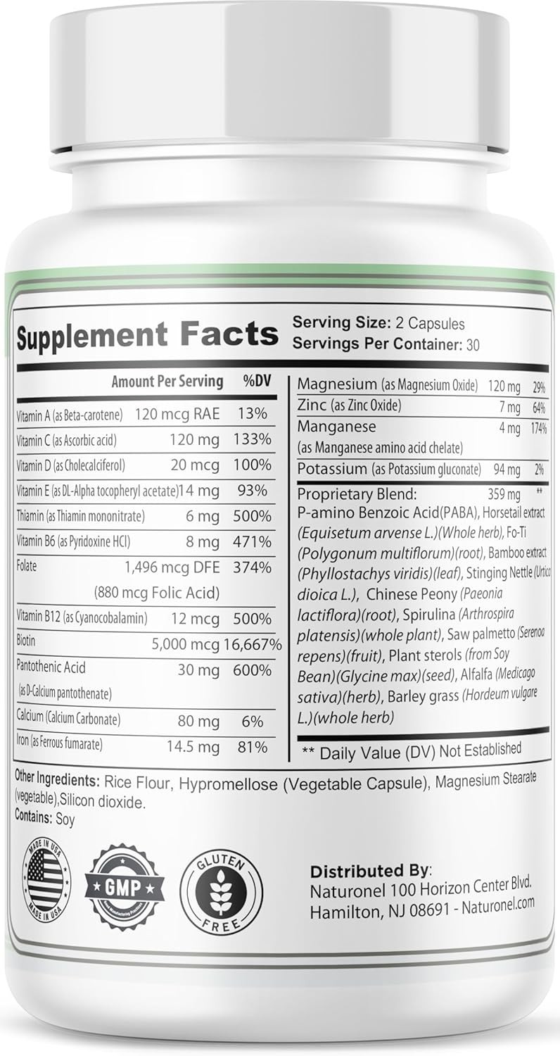 Hair Growth Nutraceutical For Women, 60 Capsules, Skin & Nails, Made in USA