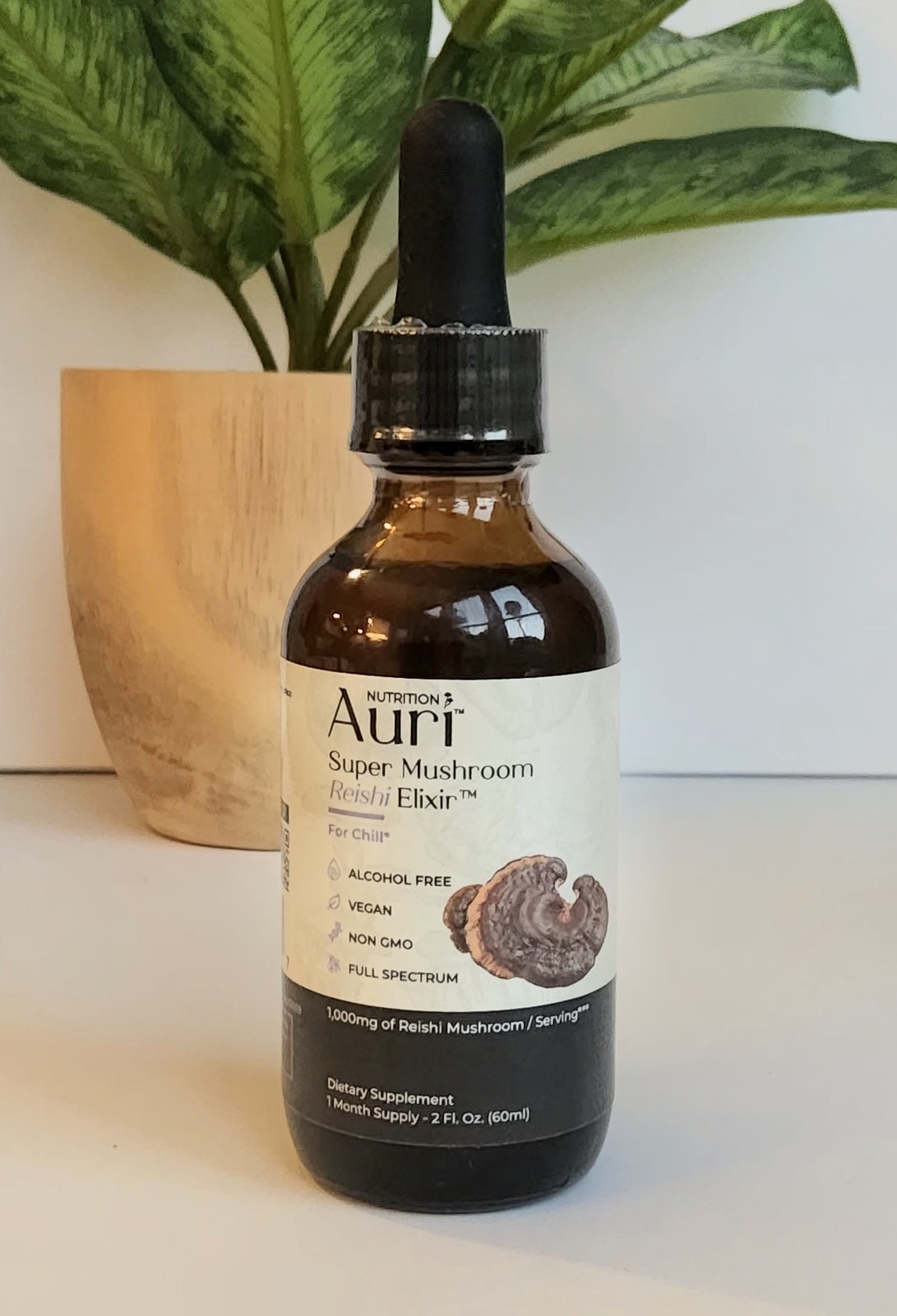 Auri Reishi Super Mushroom Elixir Stress Support Supplement 60ml / 2 fl oz NIB