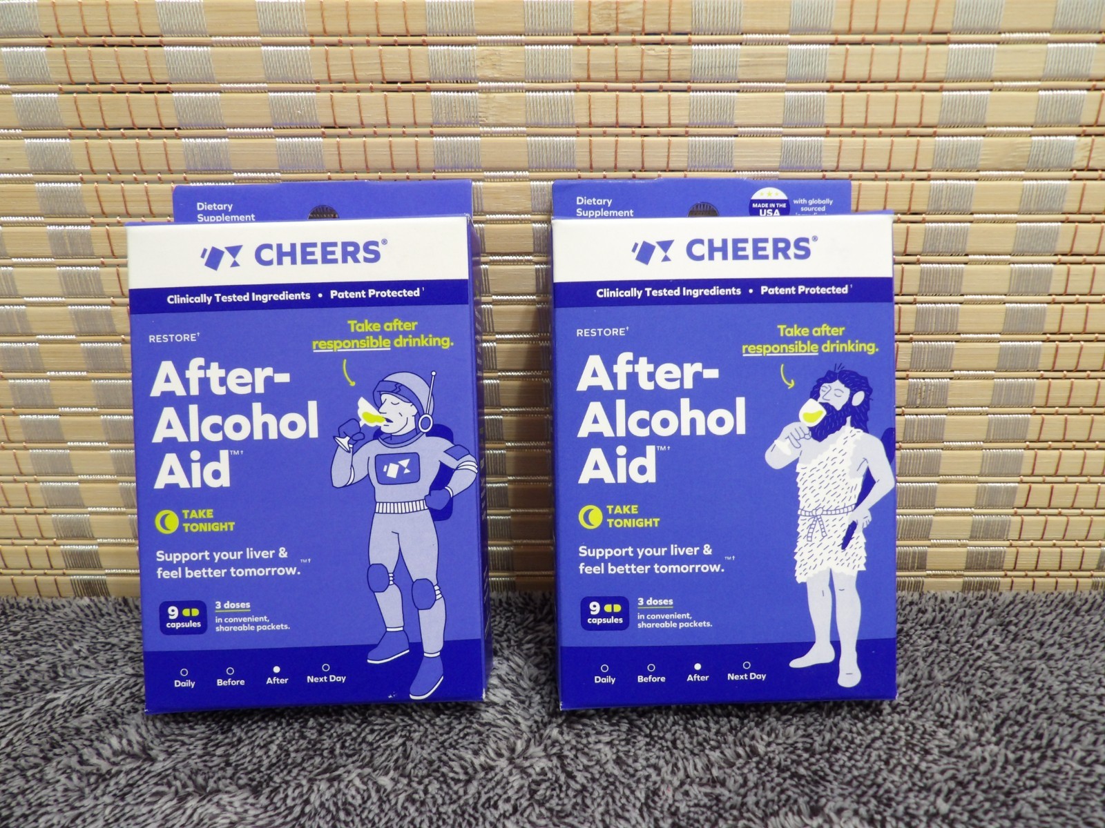 2 – Cheer After Alcohol Aid Capsules. Each Box Contains 9 Capsules Expires 8/27