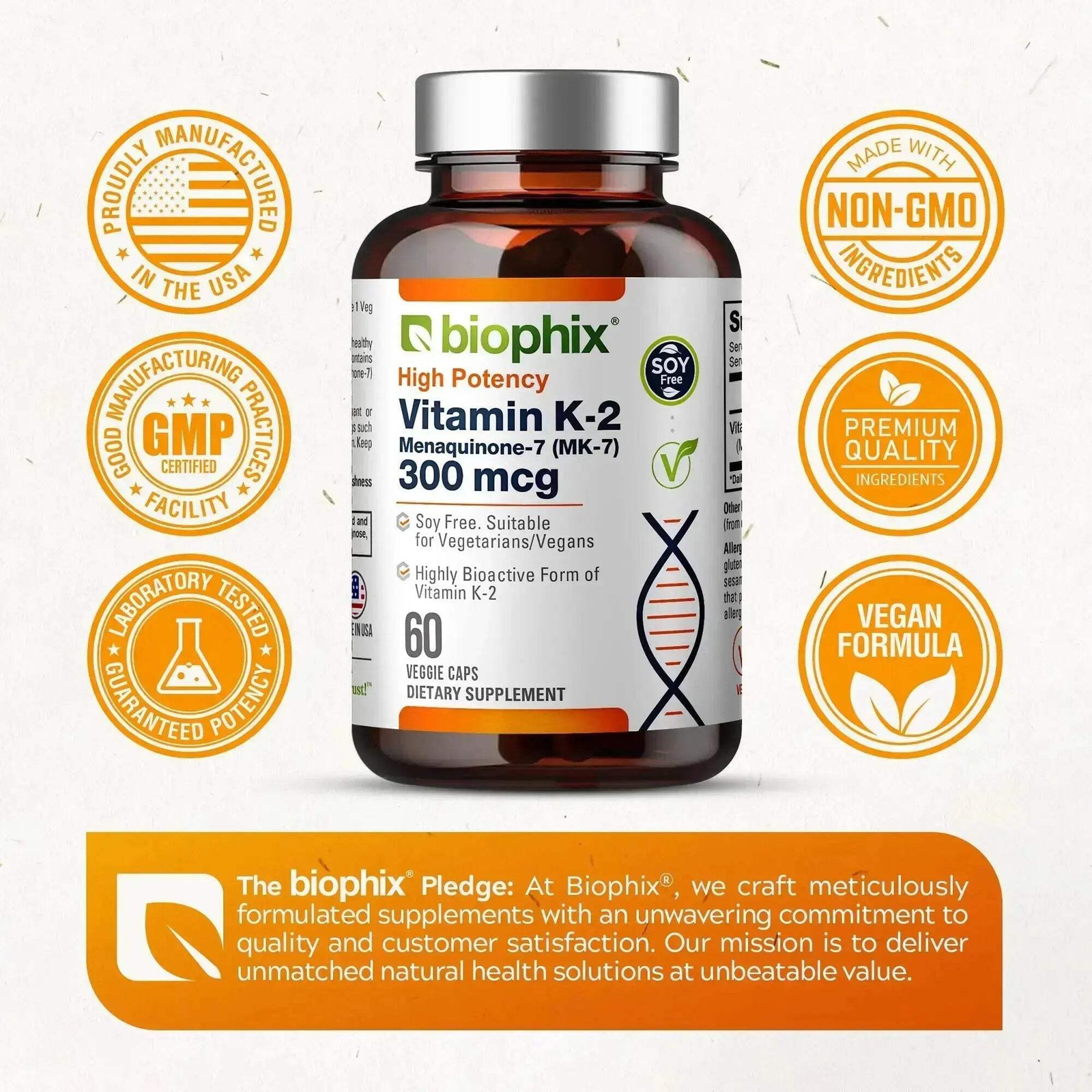 biophix Vitamin K2 MK-7 – 300 mcg 60 Vegetarian Capsules