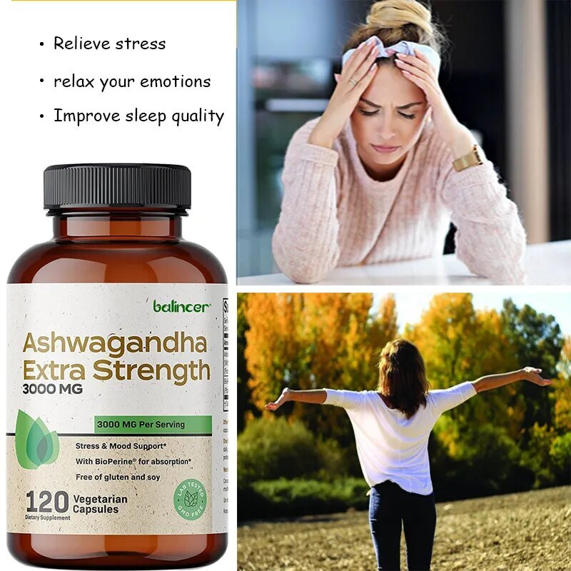 Ashwagandha Extract 3000 Mg – Powerful Supplement – Stress and Mood