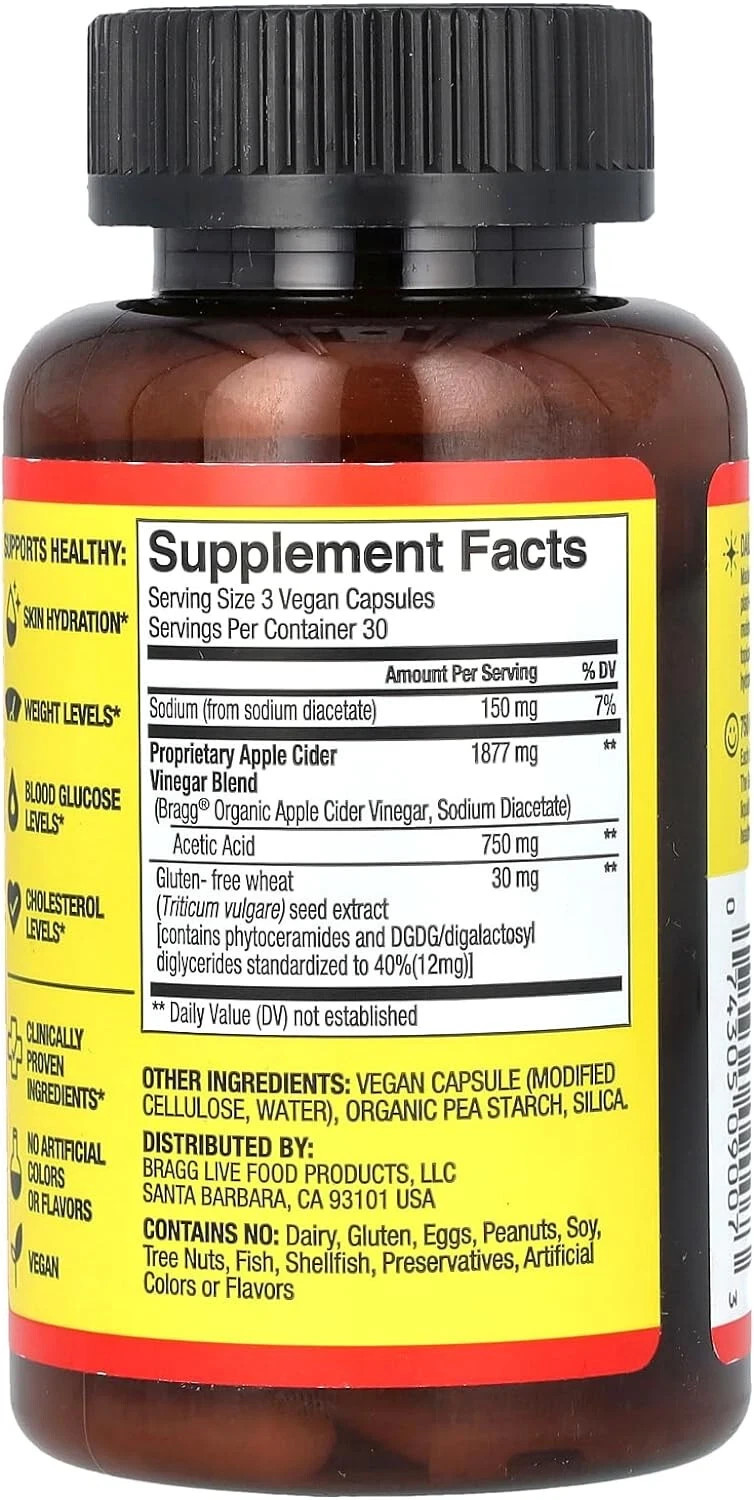 2 PACK Bragg Inner Glow Apple Cider Vinegar Phytoceramide Capsules 750mg 01/2027