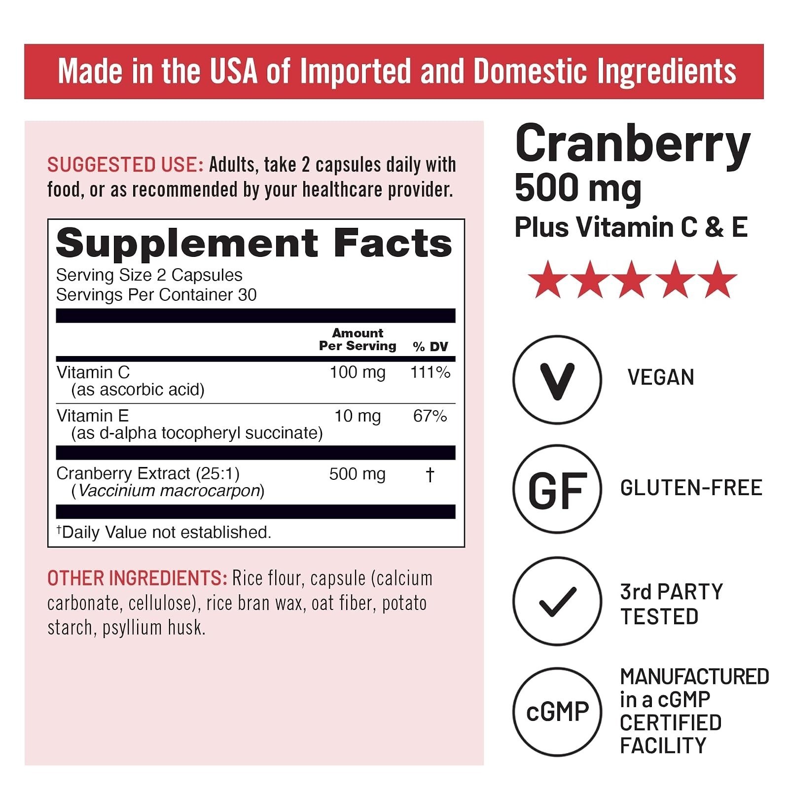 NatureWise Cranberry Pills 500mg – Urinary Tract Health – 60 Capsules