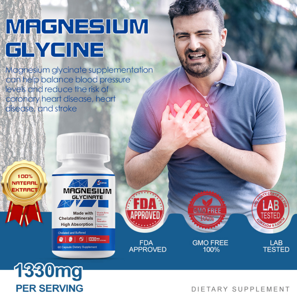 Magnesium Glycinate Capsules Made with Chelatedminerals High Absorption – 1330mg