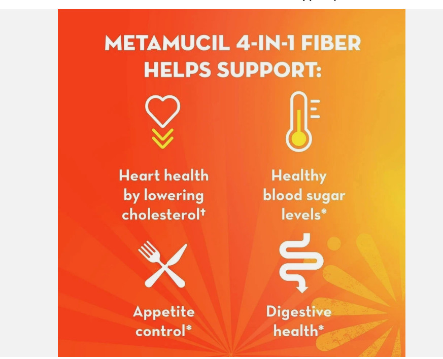 Metamucil Premium Blend Sugar-Free with Stevia – Orange 🍊 114 tsp