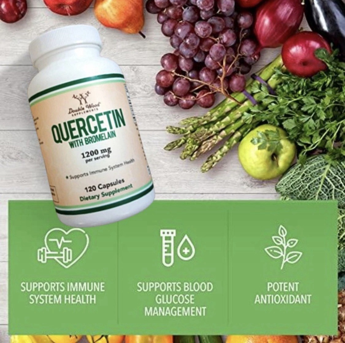 120 capsules Quercetin W/Bromelain Supports Immune System Supplement Gluten Free