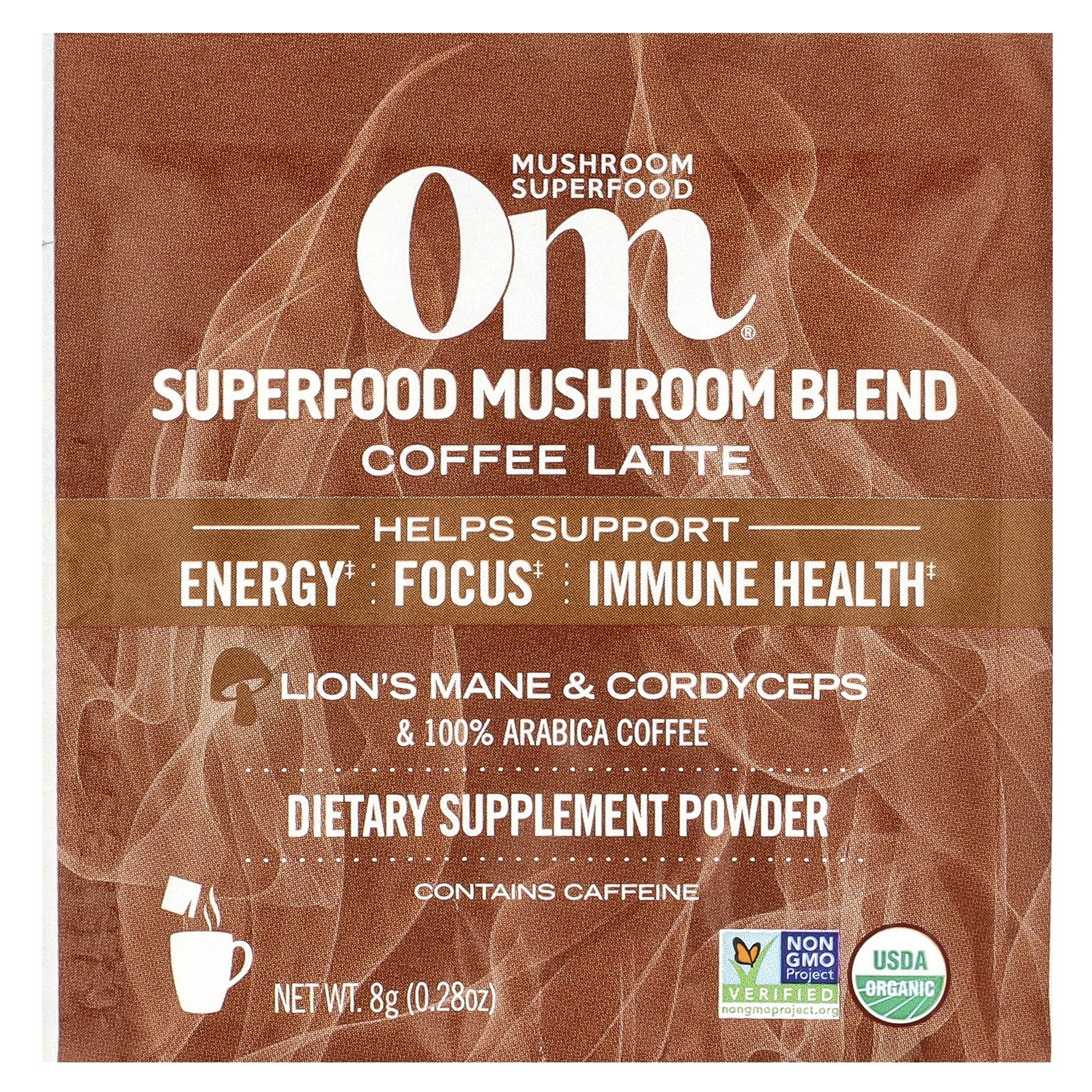 Mushroom Coffee Latte Blend, 10 Packets, 0.28 oz (8 g) Each